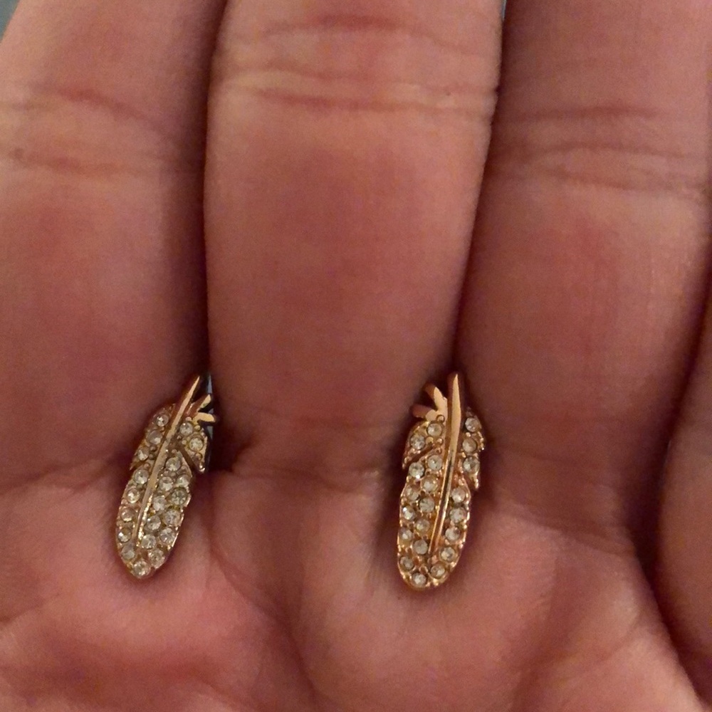 Fossil brand rose gold leaf studs